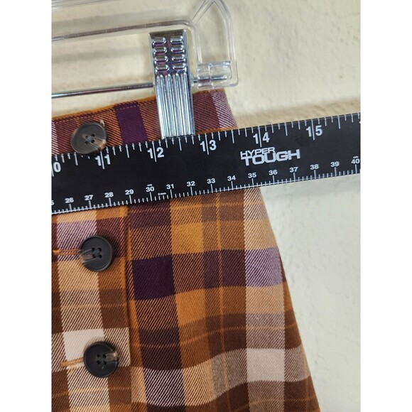 SO Juniors 5 Skirt Brown Plaid Button Front Mini Elastic Waist Fall Academia - Picture 5 of 9